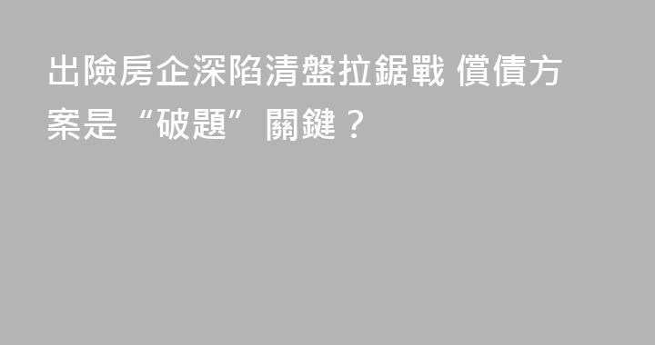 出險房企深陷清盤拉鋸戰 償債方案是“破題”關鍵？