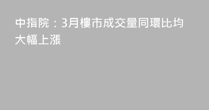 中指院：3月樓市成交量同環比均大幅上漲