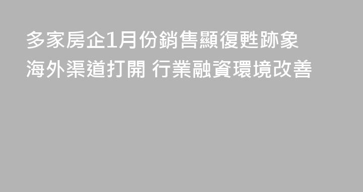 多家房企1月份銷售顯復甦跡象 海外渠道打開 行業融資環境改善