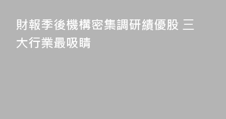 財報季後機構密集調研績優股 三大行業最吸睛