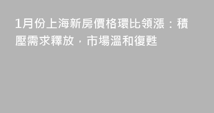 1月份上海新房價格環比領漲：積壓需求釋放，市場溫和復甦