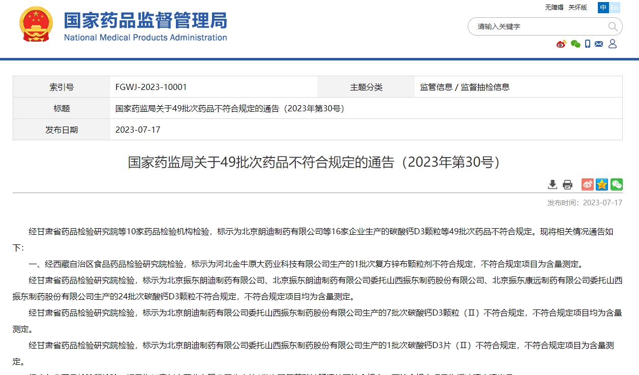 國家藥監局通報：49批次藥品不合規  要求暫停銷售使用、召回