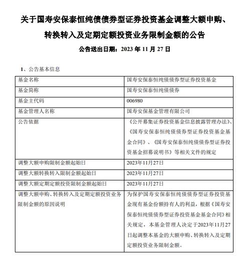 11月多隻基金產品頻下調限購額度