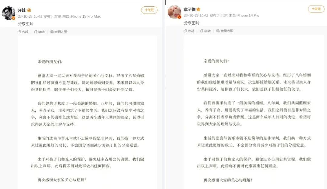 汪峯章子怡離婚：婚姻不成，買賣還在