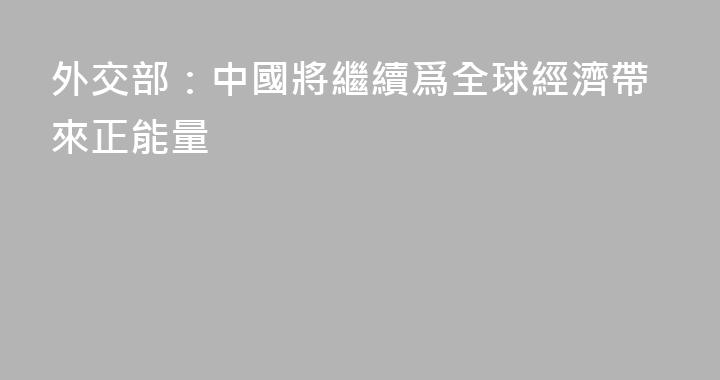 外交部：中國將繼續爲全球經濟帶來正能量