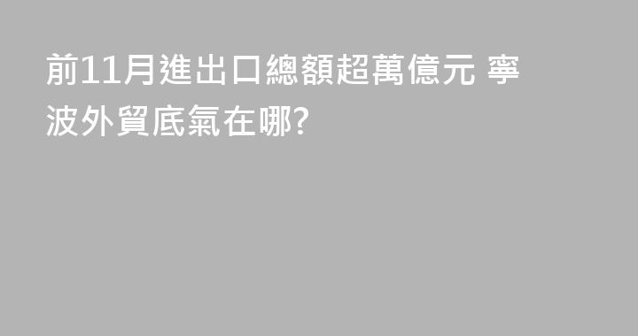 前11月進出口總額超萬億元 寧波外貿底氣在哪?