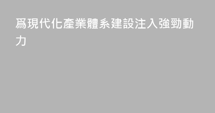 爲現代化產業體系建設注入強勁動力