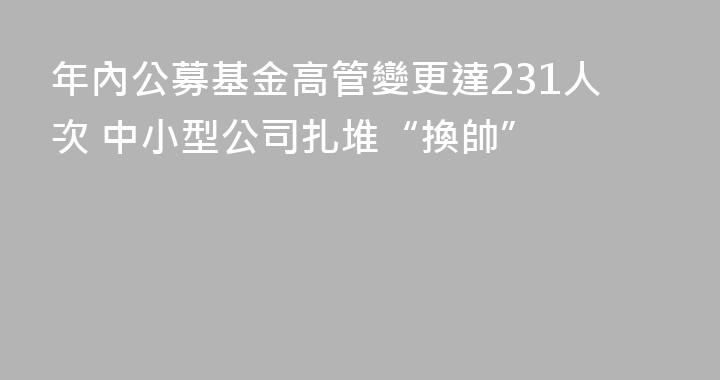 年內公募基金高管變更達231人次 中小型公司扎堆“換帥”