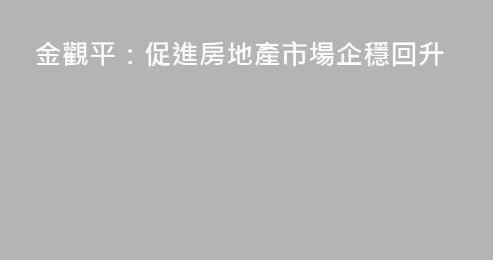 金觀平：促進房地產市場企穩回升