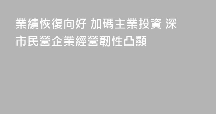業績恢復向好 加碼主業投資 深市民營企業經營韌性凸顯