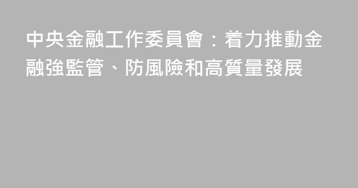 中央金融工作委員會：着力推動金融強監管、防風險和高質量發展