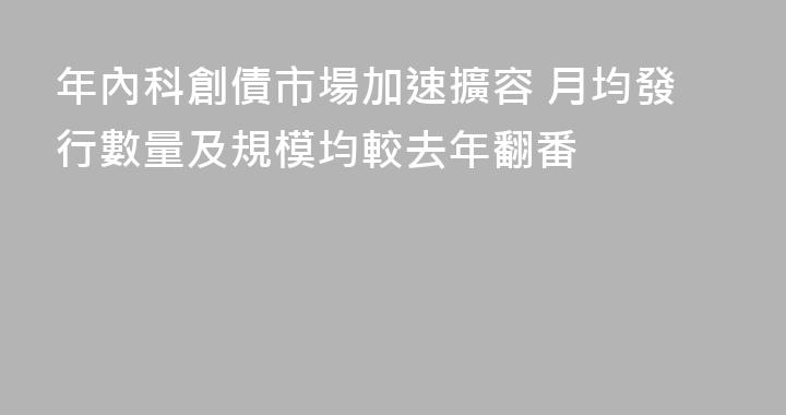 年內科創債市場加速擴容 月均發行數量及規模均較去年翻番