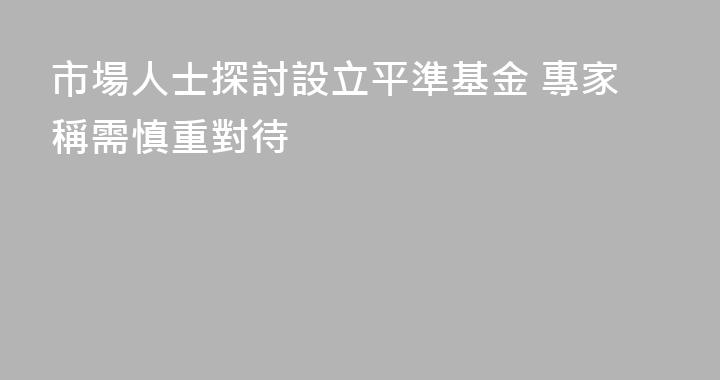 市場人士探討設立平準基金 專家稱需慎重對待