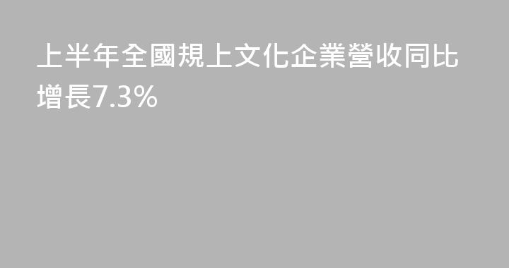上半年全國規上文化企業營收同比增長7.3%