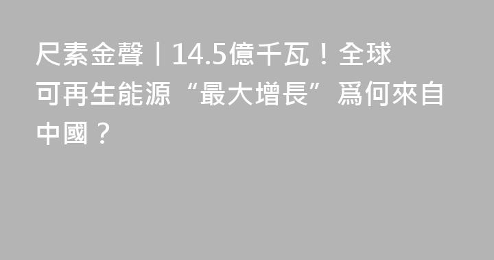 尺素金聲丨14.5億千瓦！全球可再生能源“最大增長”爲何來自中國？