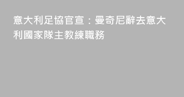 意大利足協官宣：曼奇尼辭去意大利國家隊主教練職務