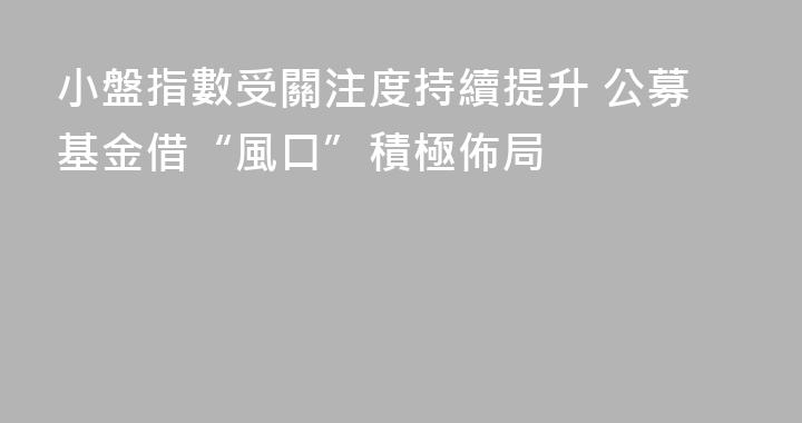 小盤指數受關注度持續提升 公募基金借“風口”積極佈局