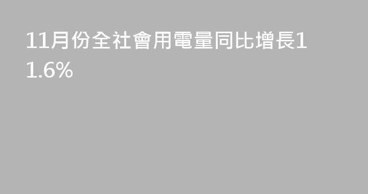 11月份全社會用電量同比增長11.6%