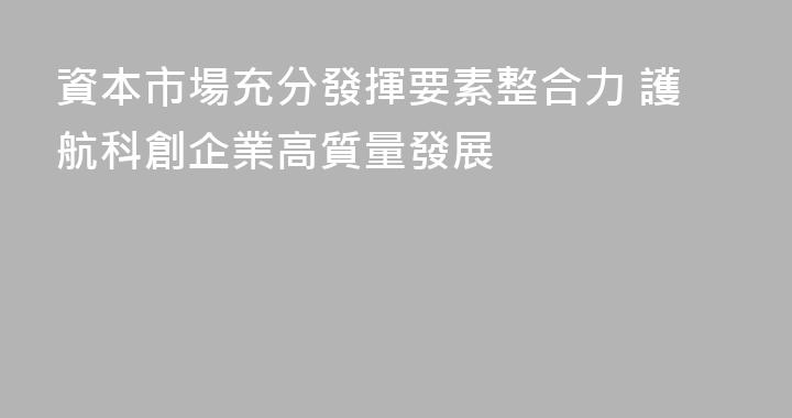 資本市場充分發揮要素整合力 護航科創企業高質量發展