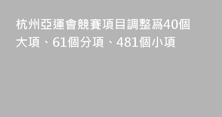 杭州亞運會競賽項目調整爲40個大項、61個分項、481個小項