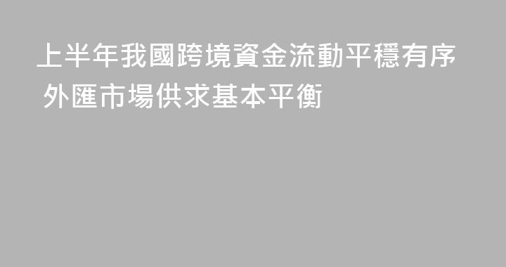上半年我國跨境資金流動平穩有序 外匯市場供求基本平衡