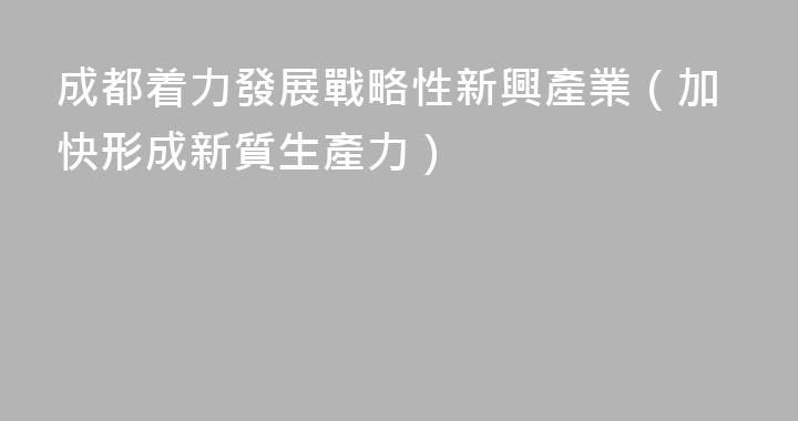成都着力發展戰略性新興產業（加快形成新質生產力）