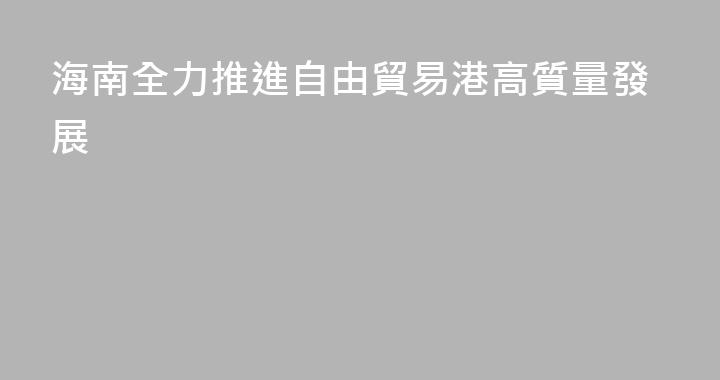 海南全力推進自由貿易港高質量發展