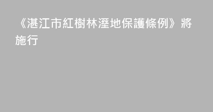 《湛江市紅樹林溼地保護條例》將施行