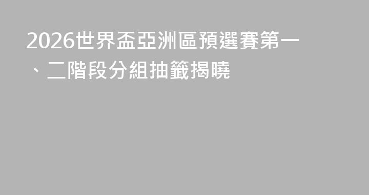 2026世界盃亞洲區預選賽第一、二階段分組抽籤揭曉