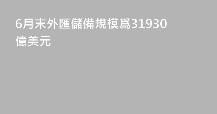 6月末外匯儲備規模爲31930億美元