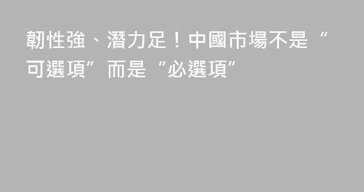 韌性強、潛力足！中國市場不是“可選項”而是“必選項”