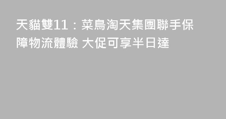 天貓雙11：菜鳥淘天集團聯手保障物流體驗 大促可享半日達