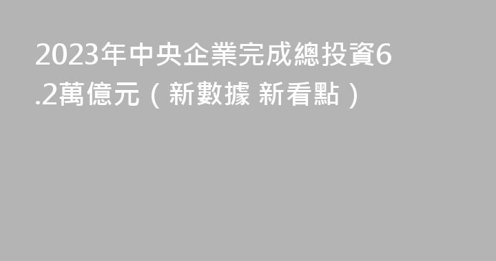 2023年中央企業完成總投資6.2萬億元（新數據 新看點）