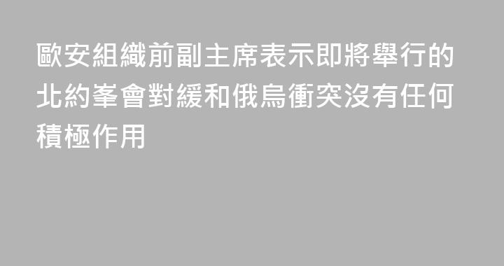 歐安組織前副主席表示即將舉行的北約峯會對緩和俄烏衝突沒有任何積極作用
