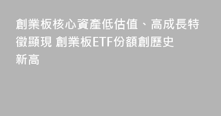 創業板核心資產低估值、高成長特徵顯現 創業板ETF份額創歷史新高