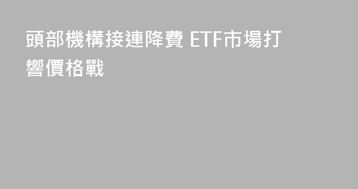 頭部機構接連降費 ETF市場打響價格戰
