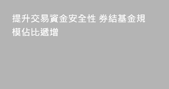 提升交易資金安全性 券結基金規模佔比遞增