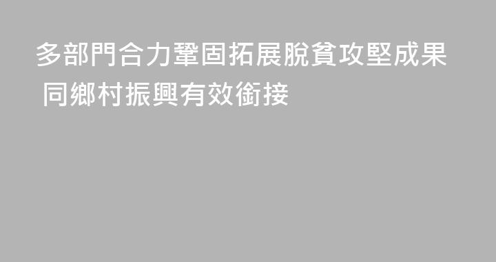 多部門合力鞏固拓展脫貧攻堅成果 同鄉村振興有效銜接