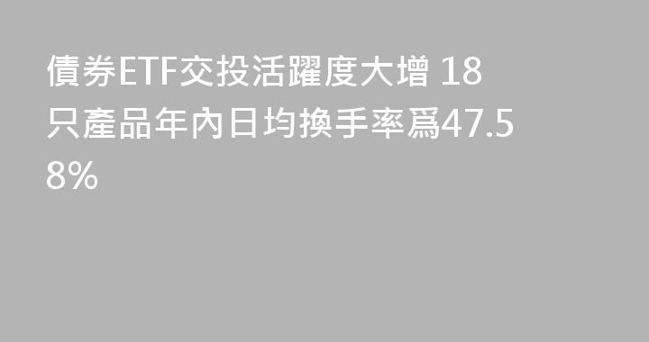 債券ETF交投活躍度大增 18只產品年內日均換手率爲47.58%