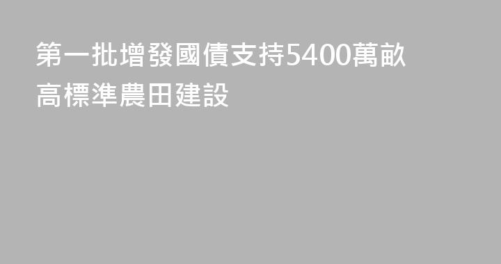 第一批增發國債支持5400萬畝高標準農田建設