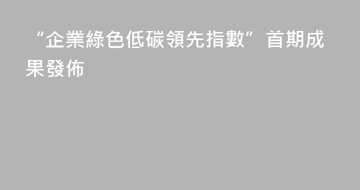 “企業綠色低碳領先指數”首期成果發佈