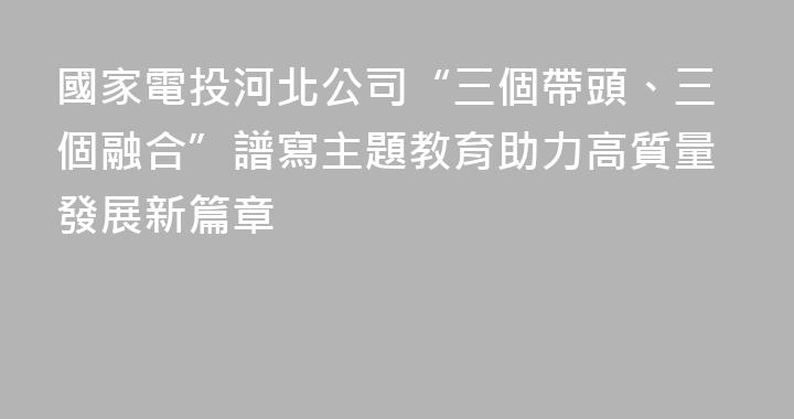 國家電投河北公司“三個帶頭、三個融合”譜寫主題教育助力高質量發展新篇章