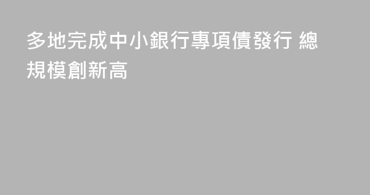 多地完成中小銀行專項債發行 總規模創新高