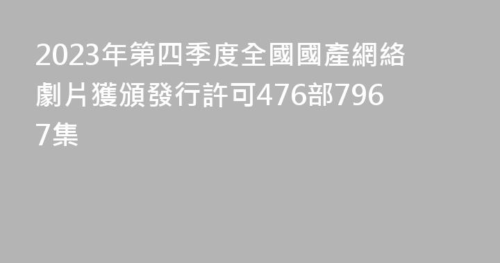 2023年第四季度全國國產網絡劇片獲頒發行許可476部7967集