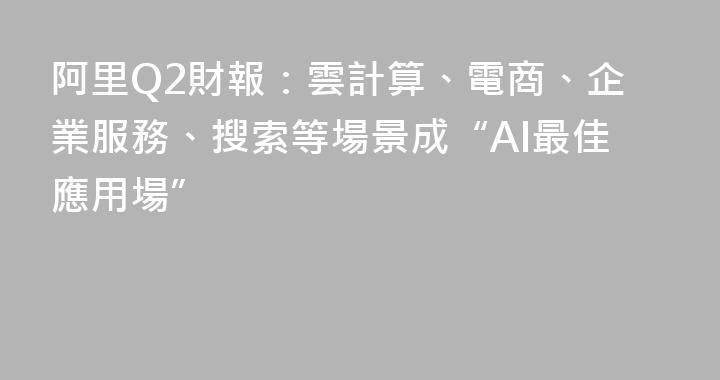 阿里Q2財報：雲計算、電商、企業服務、搜索等場景成“AI最佳應用場”