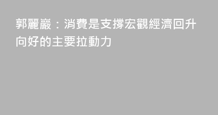 郭麗巖：消費是支撐宏觀經濟回升向好的主要拉動力