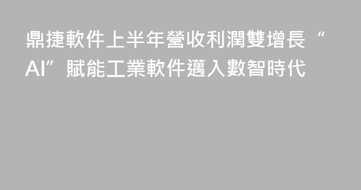 鼎捷軟件上半年營收利潤雙增長“AI”賦能工業軟件邁入數智時代