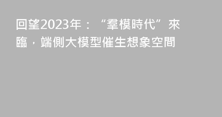 回望2023年：“羣模時代”來臨，端側大模型催生想象空間