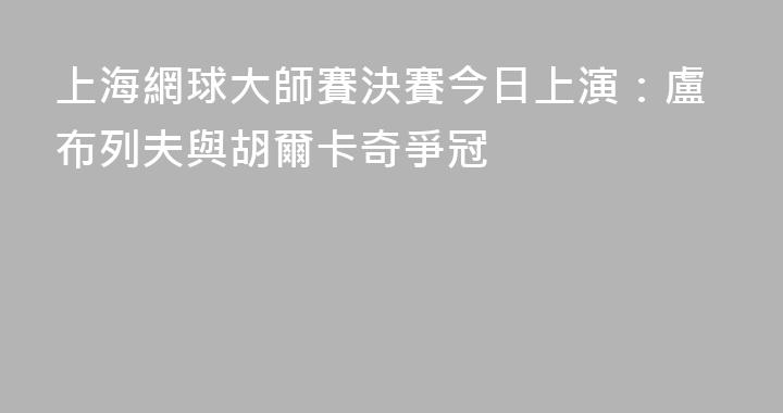 上海網球大師賽決賽今日上演：盧布列夫與胡爾卡奇爭冠