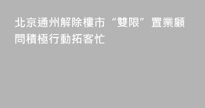 北京通州解除樓市“雙限”置業顧問積極行動拓客忙